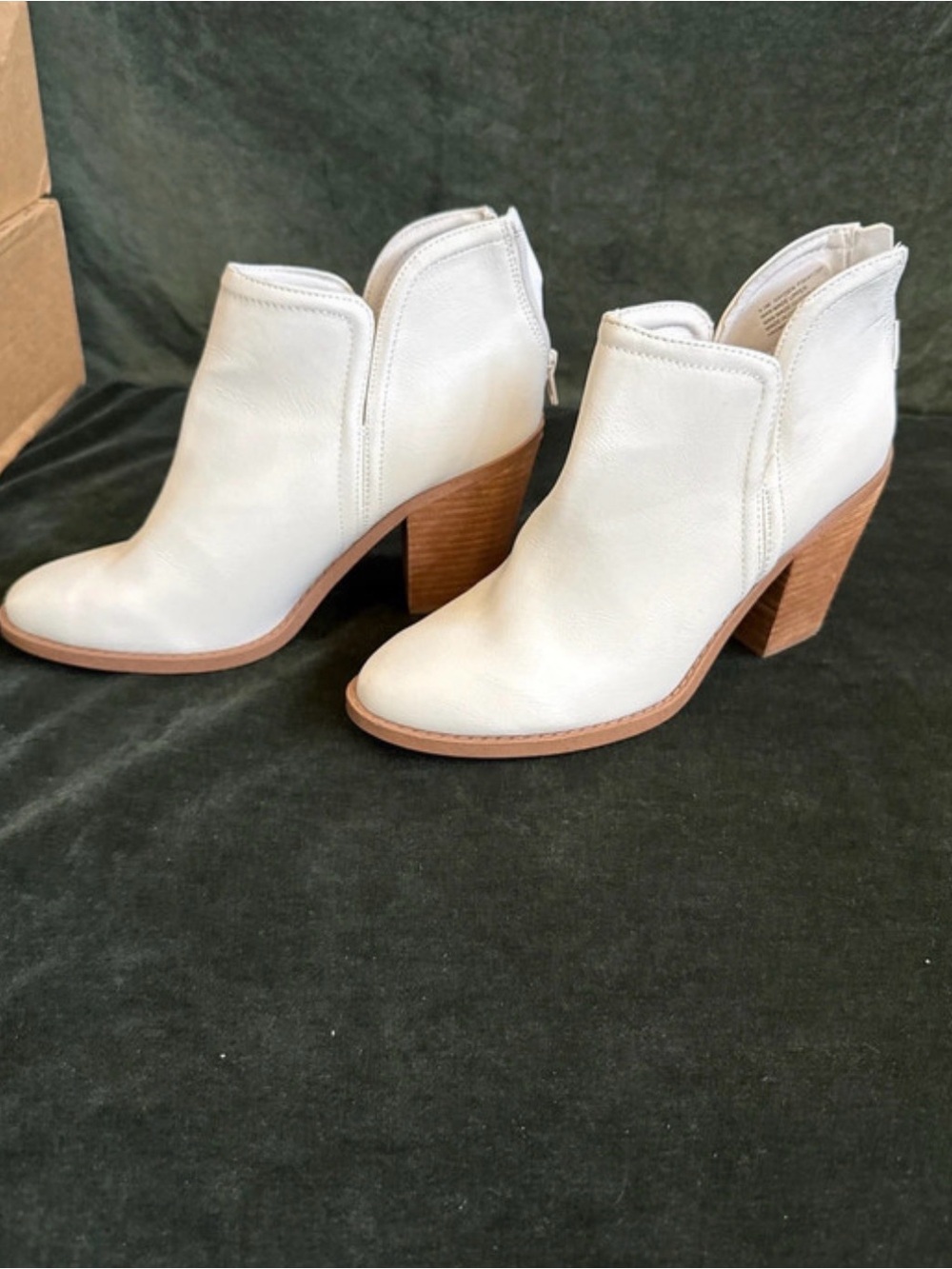 Joie Cream Leather Block Heel Ankle Booties